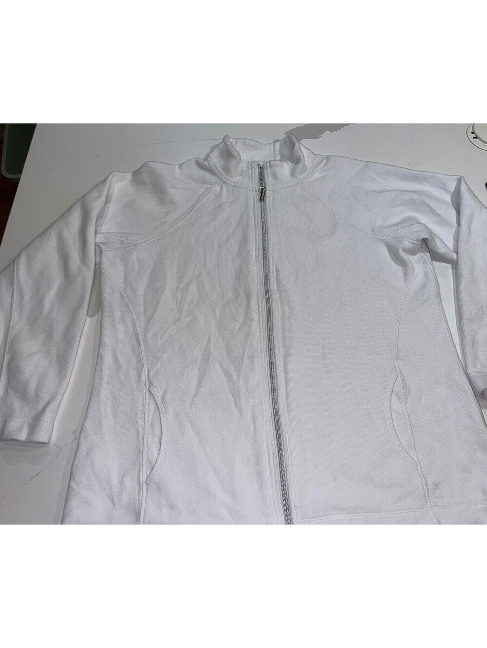 DESIGNER TOMMY BAHAMA MOCKNECK FULL ZIP COTTON BLEND WHITE JACKET SIZE X-LARGE